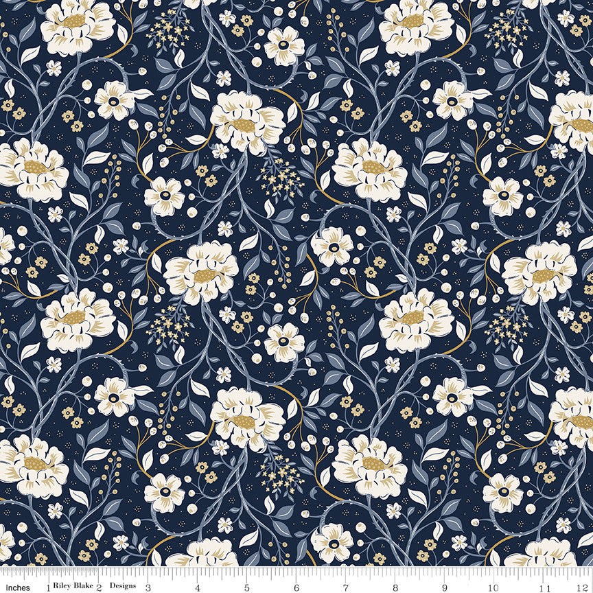 PRESALE Before the Bloom Main Indigo Yardage Danelys Sidron for Riley Blake Designs | C18060-INDIGO