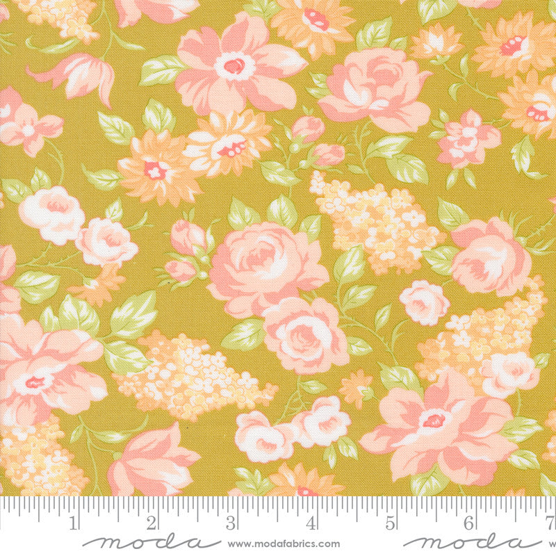 Portofino Tuscan Blooms Pineapple Yardage by Fig Tree & Co for Moda Fabrics | 35390 17