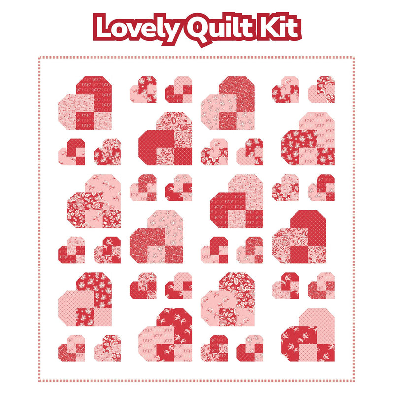 Lovely Quilt Kit With Letters to Cupid by My Mind's Eye for Riley Blake Designs | Quilt Size 61 3/4" x 63 1/2"