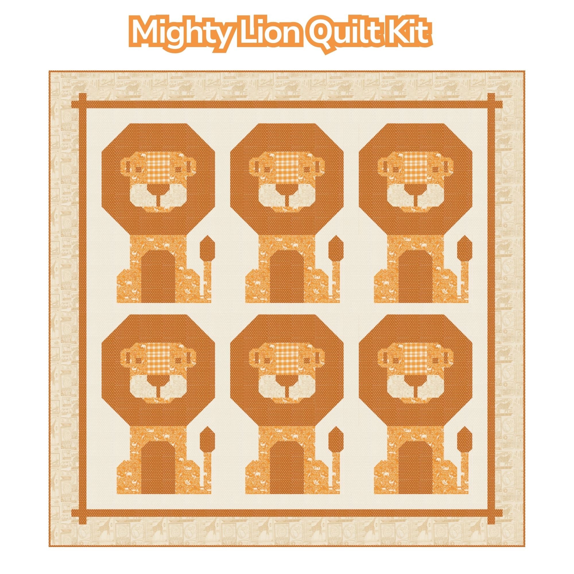 Mighty Lions Custom Quilt Kit With Animal Park Fun by Stacy Iest Hsu for Moda Fabrics | Quilt Size 63" x 63"