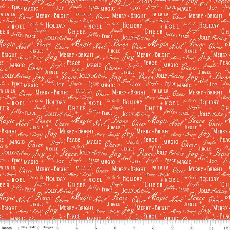 Holiday Cheer Red Text Yardage by My Mind's Eye for Riley Blake Designs |