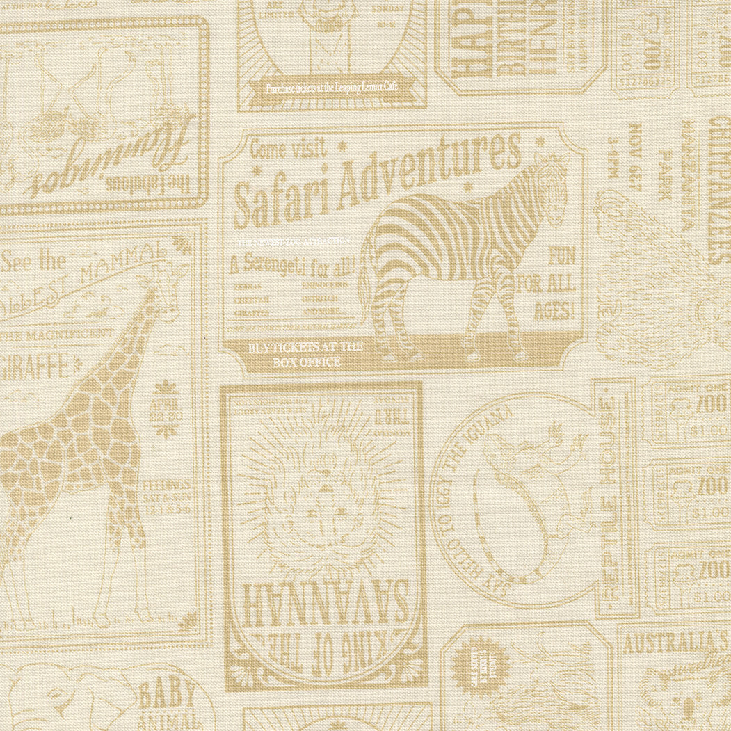 Animal Park Fun Vintage Zoo Dove Natural Yardage by Stacy Iest Hsu for Moda Fabrics | 20965 21