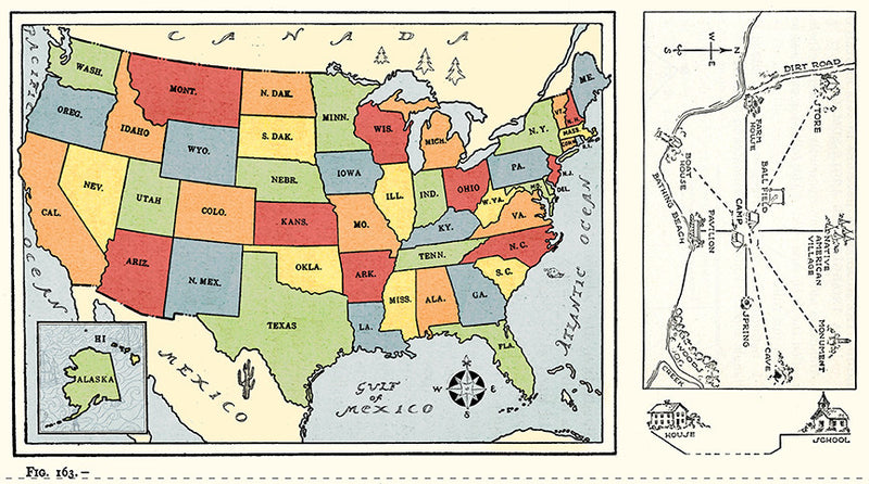 Old School Digitally Printed School Map Panel by J. Wecker Frisch for Riley Blake Designs | 24" x 43"| PD14956 PANEL