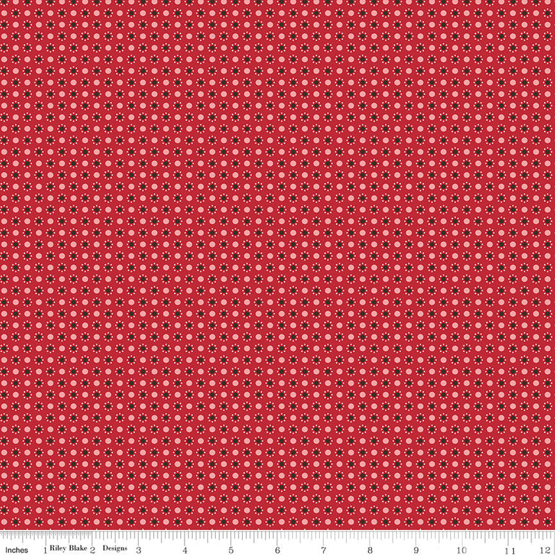 Autumn Schoolhouse Dots Yardage by Lori Holt for Riley Blake Designs | C14657 SCHOOLHOUSE Cut Options
