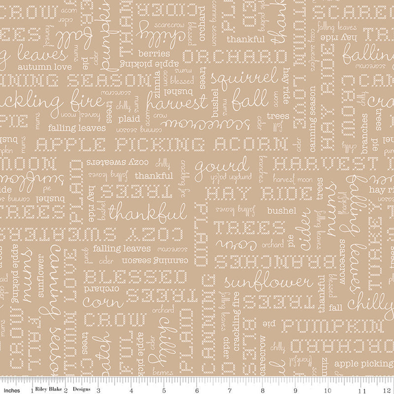 Autumn Tea Dye Words Yardage by Lori Holt for Riley Blake Designs | C14667 TEADYE Cut Options Available