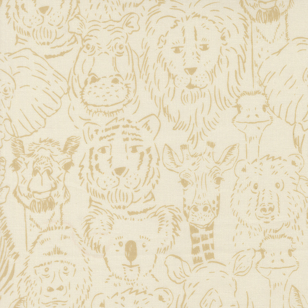Animal Park Fun One Big Happy Family Dove Natural Yardage by Stacy Iest Hsu for Moda Fabrics | 20962 21