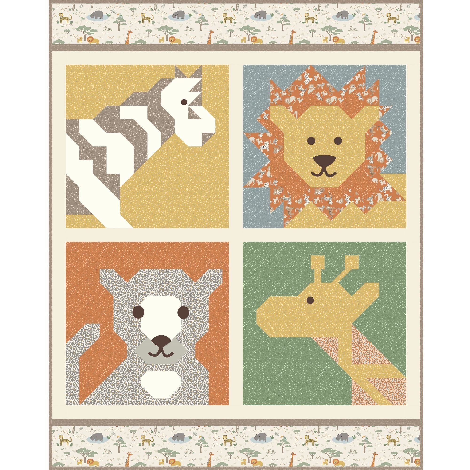 PRESALE Safari on the Savannah Quilt Kit With Leo & Savannah by Deena Rutter for Riley Blake Designs | KT-17540