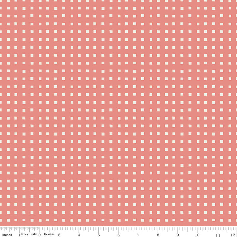 Ivy Reese Simple Gingham Coral Yardage by Deena Rutter for Riley Blake Designs | C16604-CORAL