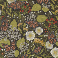 Bee Garden Summer Butterfly Metallic Black by Gingiber for Moda Fabrics | 48412 21M