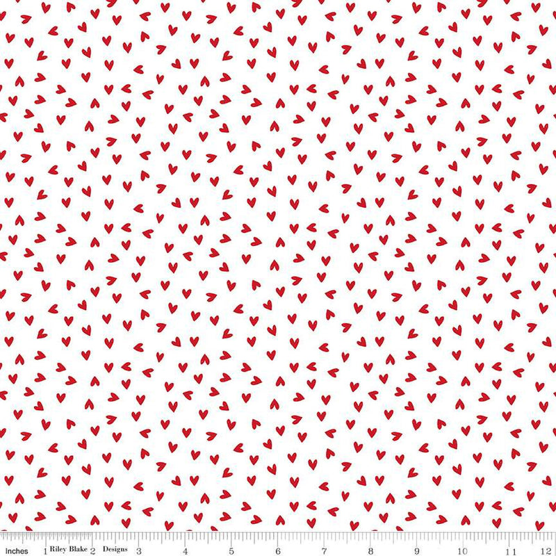 My Valentine White Heart Toss Yardage by Echo Park Paper Co. for Riley Blake Designs | C14154 WHITE