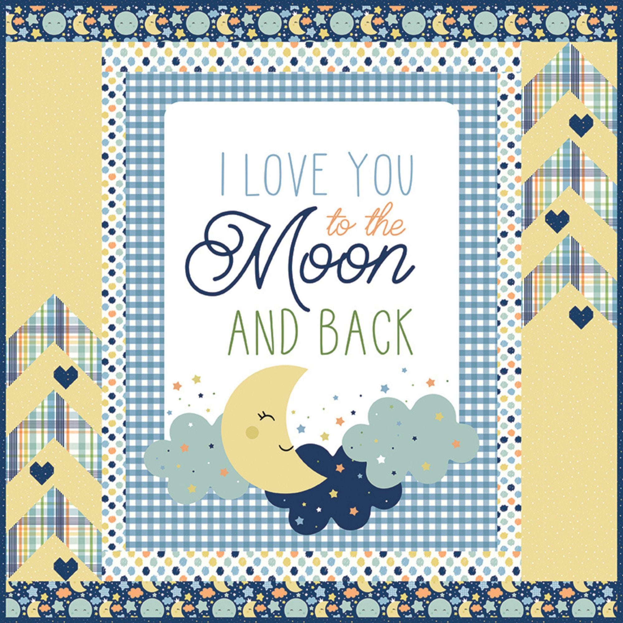PRESALE Love You to the Moon Blue Panel Flannel Quilt Kit Boxed by Echo Park Paper Co. for Riley Blake Designs | KT-18270