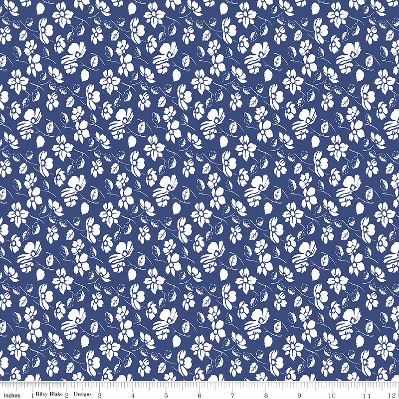 Always in Season Mono Floral Navy Yardage by American Jane for Riley Blake Designs | C15105-NAVY