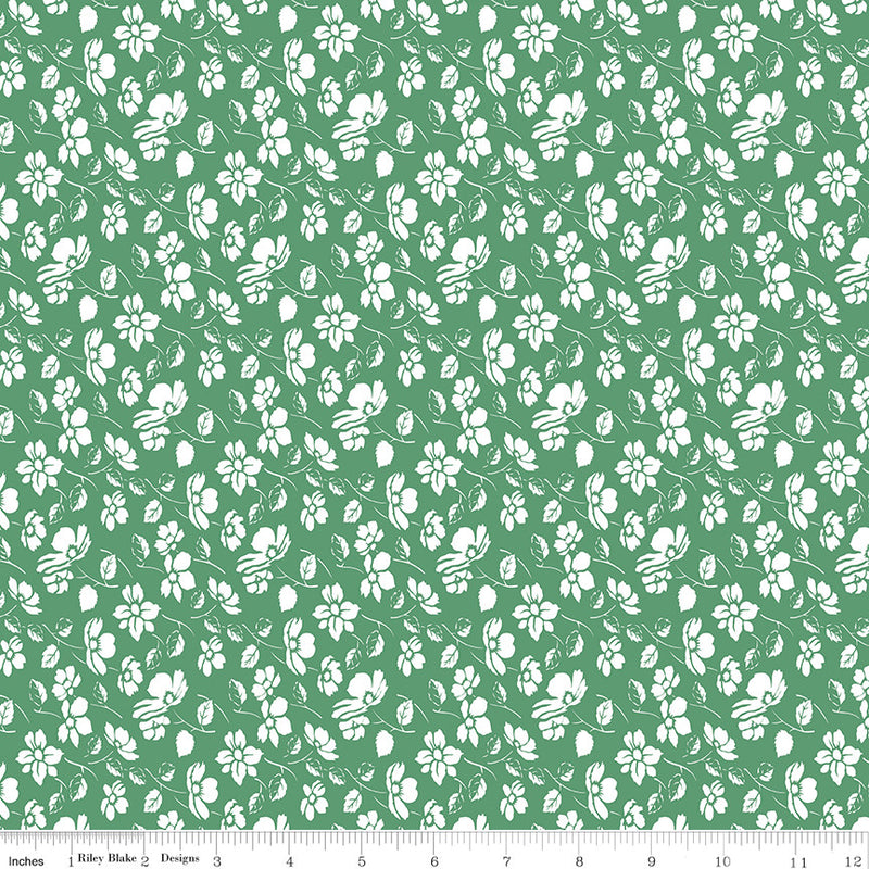 Always in Season Mono Floral Green Yardage by American Jane for Riley Blake Designs| C15105-GREEN