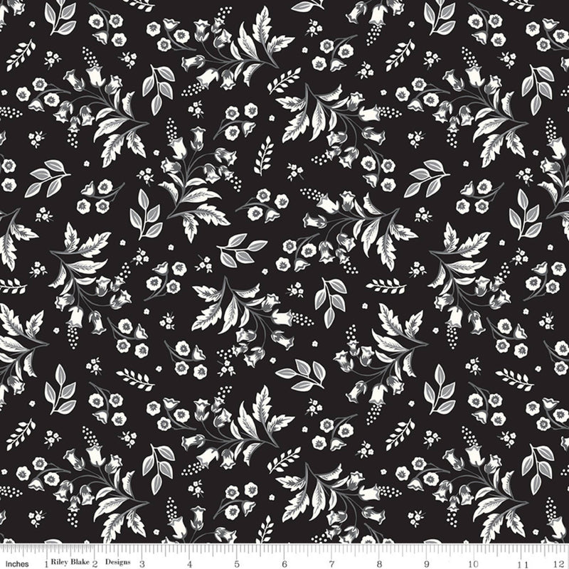 Midnight Meadow Stems Black Yardage by My Mind's Eye for Riley Blake Designs | C15321-BLACK