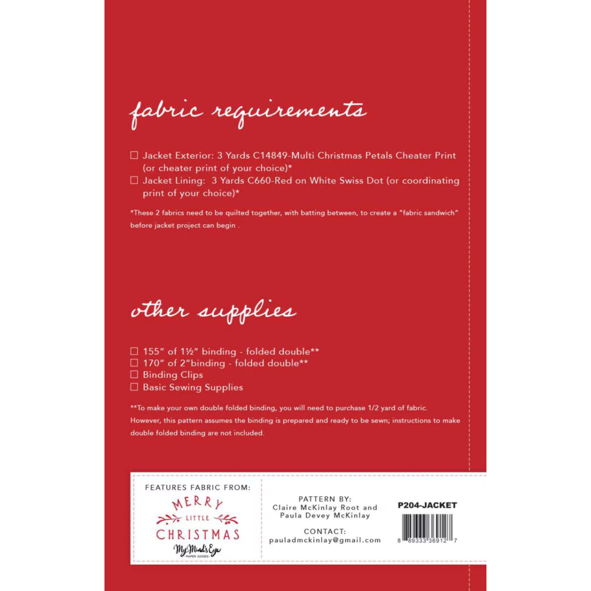 Quilted Jacket Pattern by Paula McKinlay | P204-JACKET