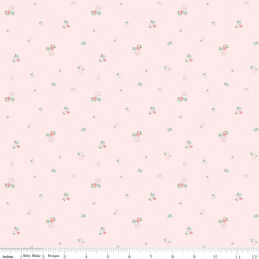 Whimsical Woodland Mushrooms Pink Yardage by Tasha Noel for Riley Blake Designs | C17644-PINK