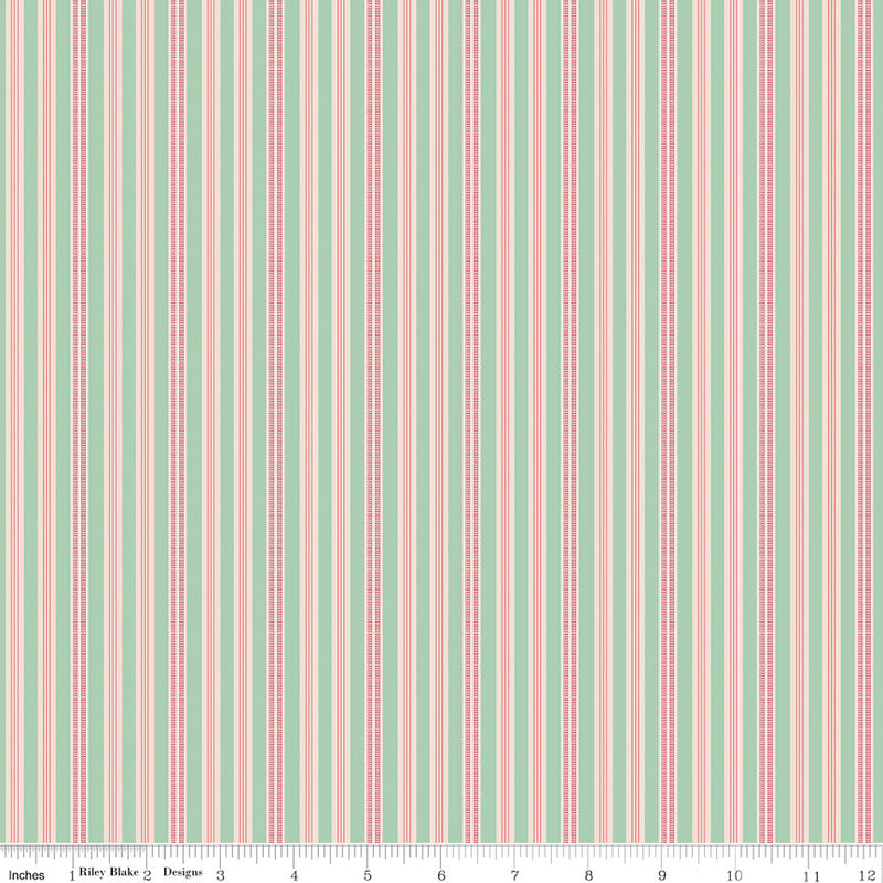PRESALE Farmers Daughter Ticking Sage Yardage by Lori Holt of Bee in My Bonnet | C17178-SAGE
