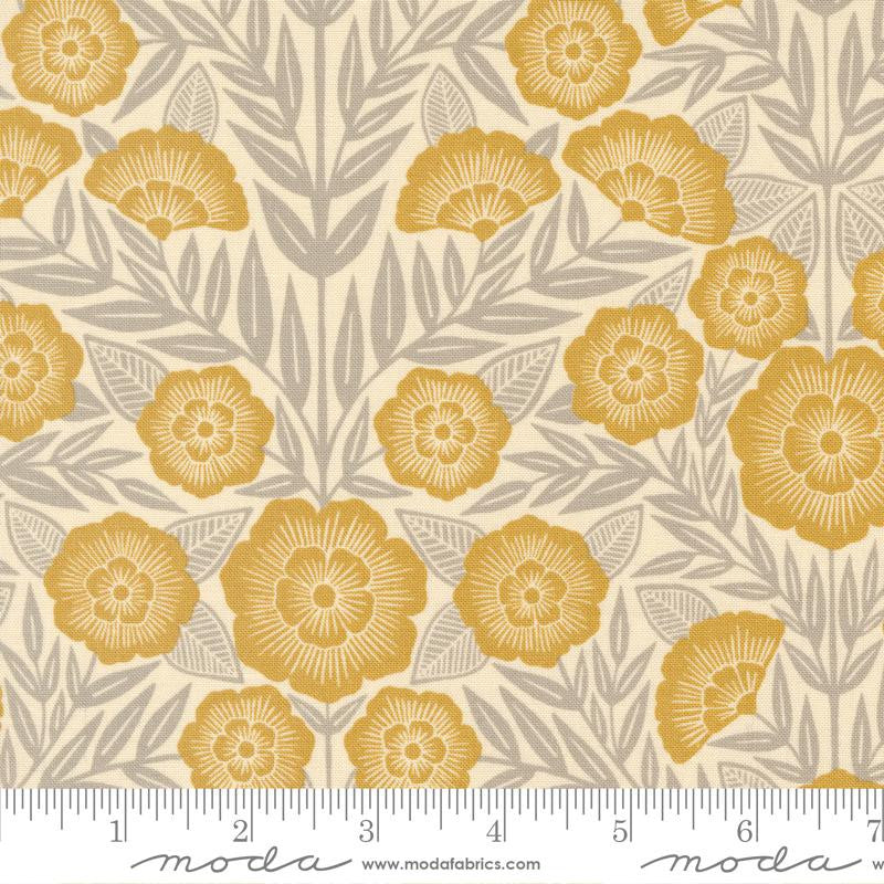 Flower Press Ecru Gold Floral Yardage by Katharine Watson for Moda Fabrics | 3300 22