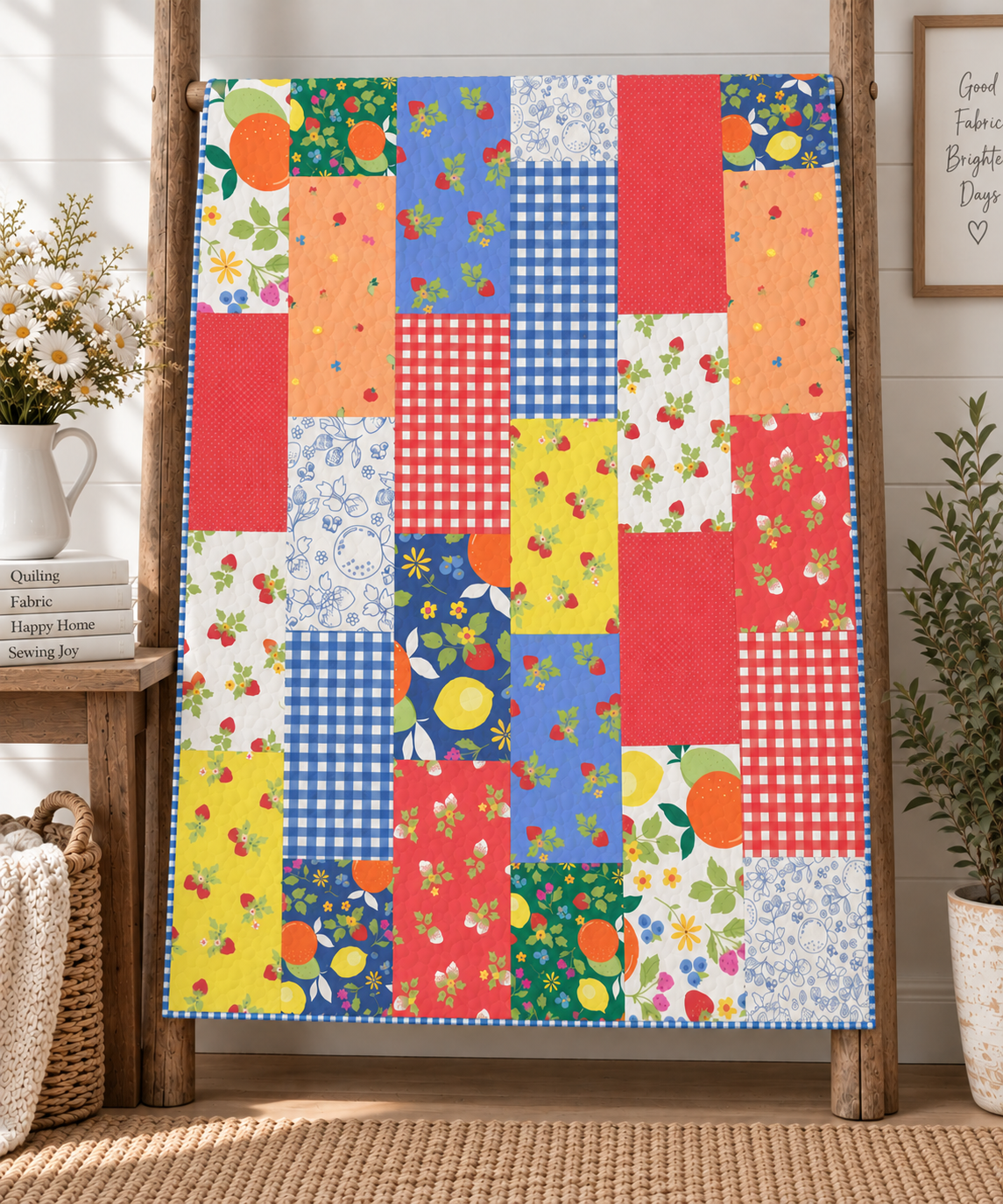 Fruit Salad Quilt Kit | 57" x 70" | Beginner Friendly Fat Quarter Quilt | FREE PATTERN