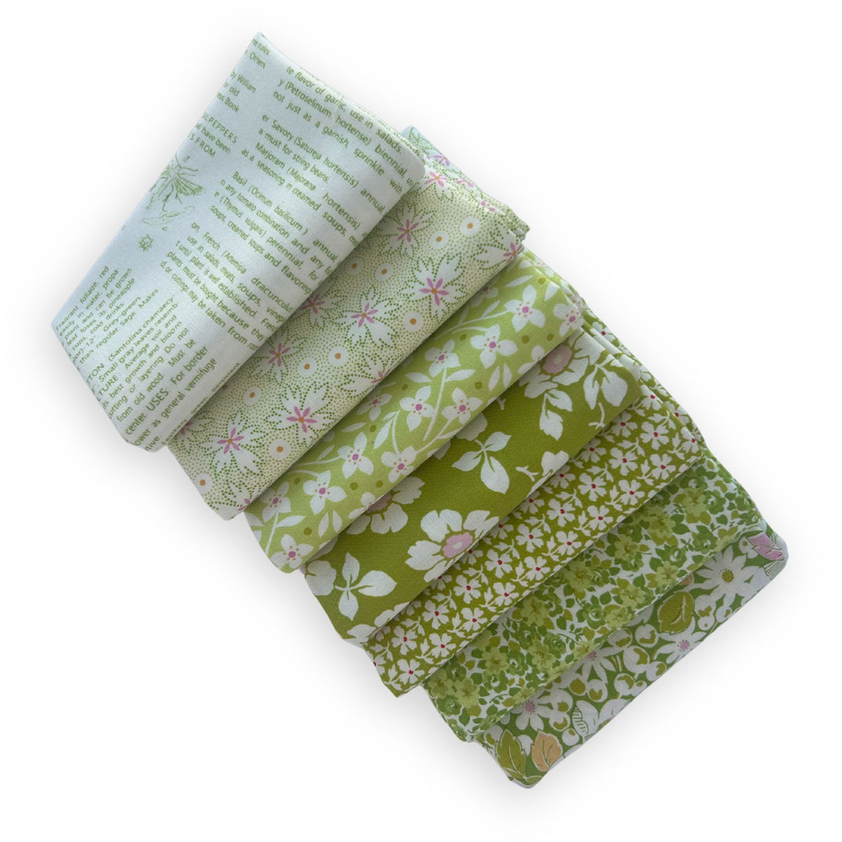 Custom Fat Quarter Bundle Green | Summers End by Fig Tree & Co for Moda Fabrics | 7 FQs | Curated Bundle