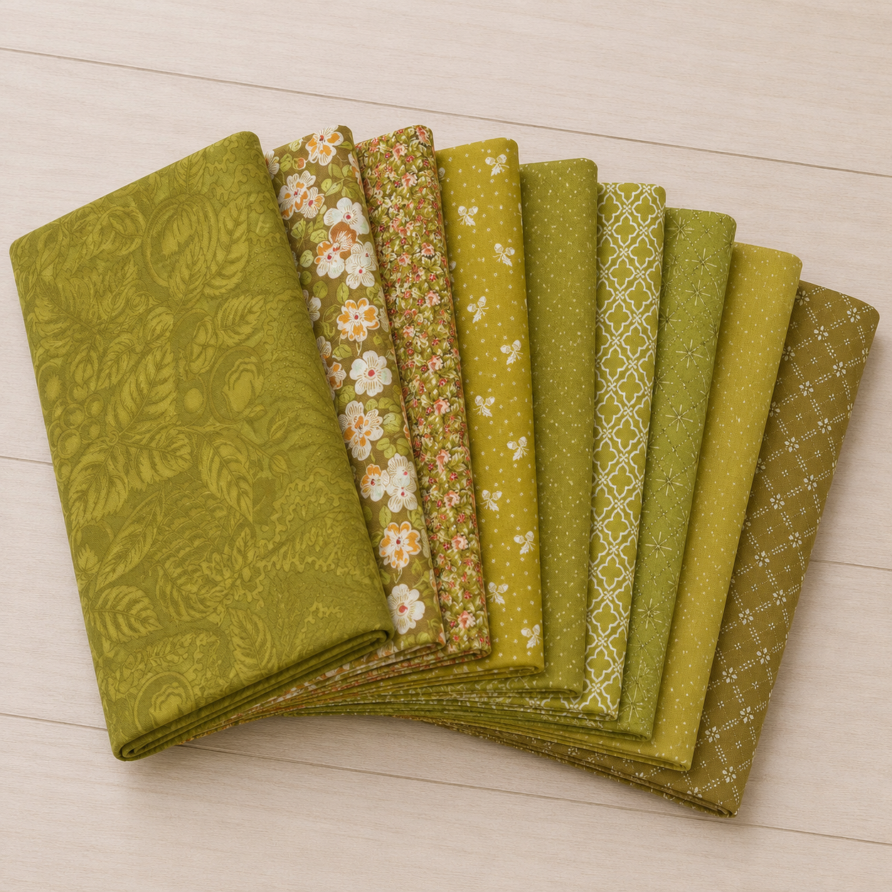 PRESALE Butternut and Sage Fat Quarter Bundle Green by Fig Tree & Co for Moda Fabrics | 9 Fat Quarters | Curated Bundle