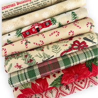 Christmas Fat Quarter Bundle Natural | Holiday Cheer by Stacy Iest Hsu for Moda Fabrics | 8 FQs | Curated Bundle
