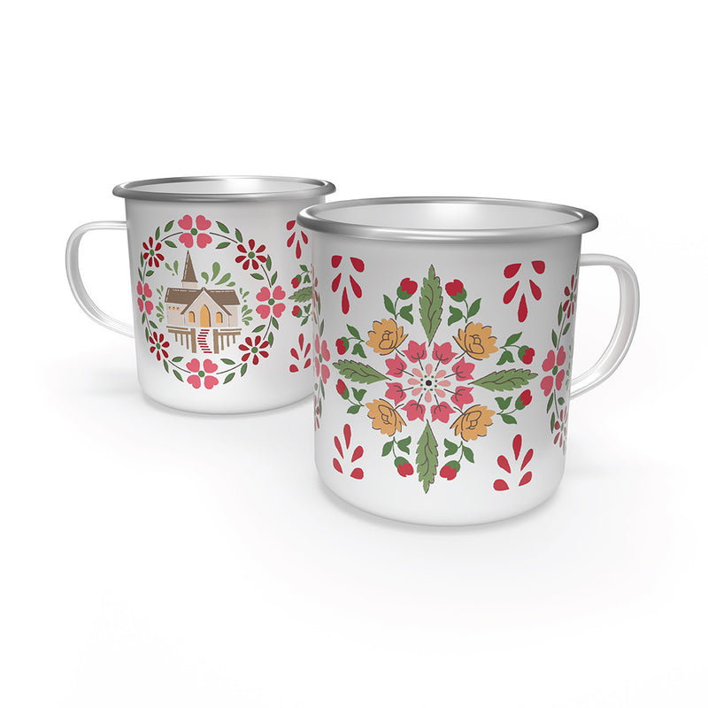 Lori Holt Home Town Holiday Enamel Tin Mug Home Town Holiday Christmas Mug Lori Holt Coffee Mug Cute Coffee Mug | ST-36028