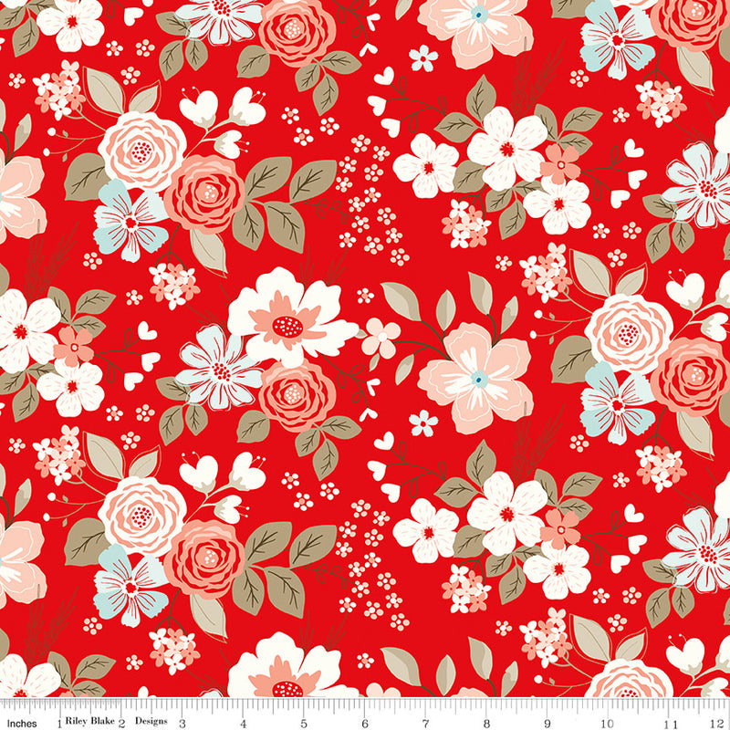 You & Me Main Red Yardage by Sandy Gervais for Riley Blake Designs | C15400-RED