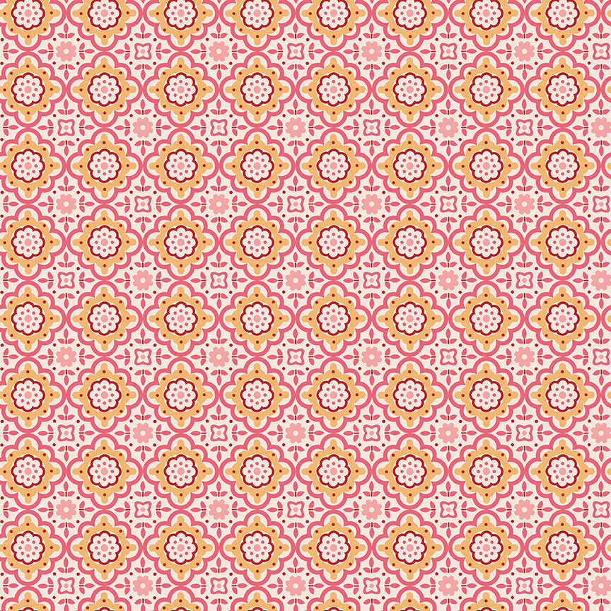 Piece & Plenty Cheerful Coral Yardage by Lori Holt of Bee in my Bonnet | 5 Yard Cut | C15882-CORAL