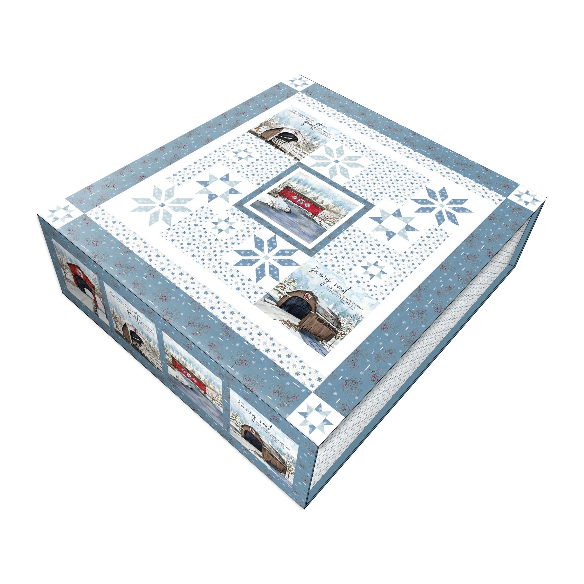 PRESALE Snowflakes Over Covered Bridges Quilt Kit Boxed With Covered Bridges in Winter by Tara Reed | KT-18000