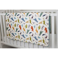 Dinosaur Baby Minky Blanket Dino Roar Cream by Dreamy Blankets  | Premium Soft Minky Blanket | Baby Blanket Size 32" x 36"