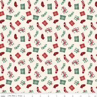 Evergreen Wishes Stockings & Gifts Cream Yardage by Traci Reed for Riley Blake Designs | C17812-CREAM