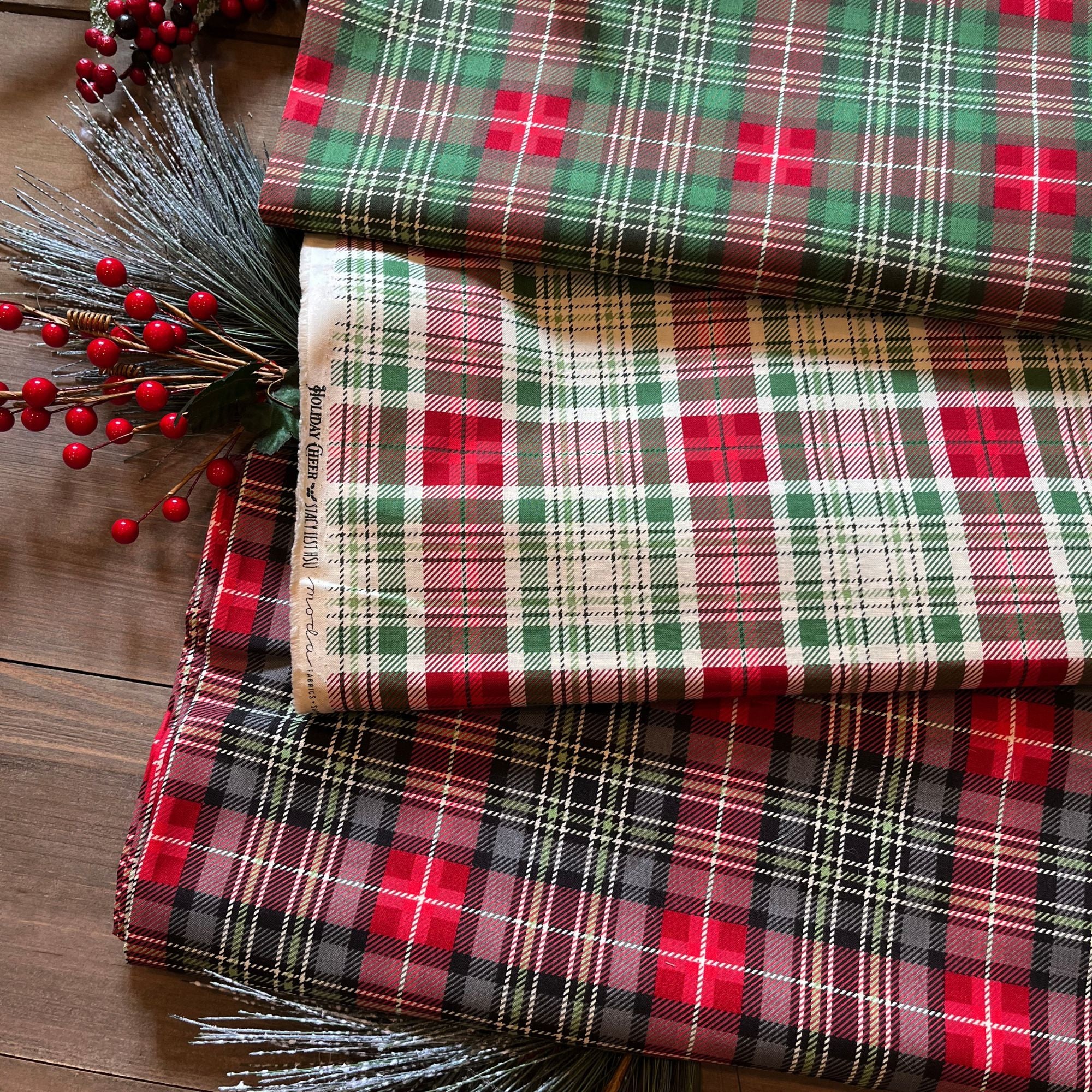PRESALE Holiday Cheer Custom Fat Quarter Bundle Christmas Plaids by Stacy Iest Hsu for Moda Fabrics | 3 FQs | Curated Bundle