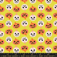 PRESALE Freaky Familiars Pumpkin Party Citron Yardage by Ruby Star Society | RS5196 12