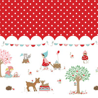 Whimsical Woodland Border Print Red Yardage by Tasha Noel for Riley Blake Designs | C17648-RED
