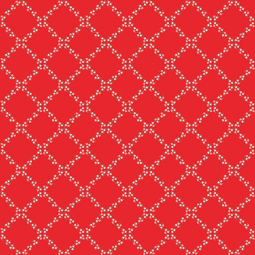 Whimsical Woodland Lattice Red Yardage by Tasha Noel for Riley Blake Designs | C17643-RED