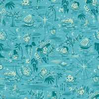 PRESALE Forever Neverland Neverland Map Lagoon Yardage by Jill Howarth for Riley Blake Designs | C15902-PEACOCK