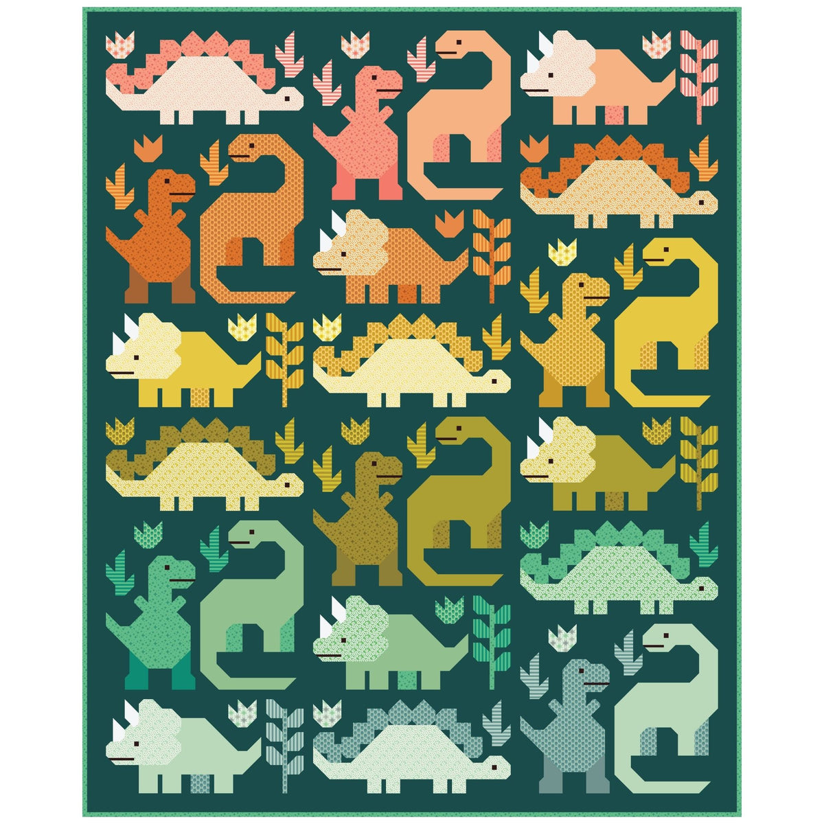 PRESALE Dinosaurs Quilt Kit With Popcorn by Elizabeth Hartman for Moda Fabrics | Quilt Size 69” x 85”