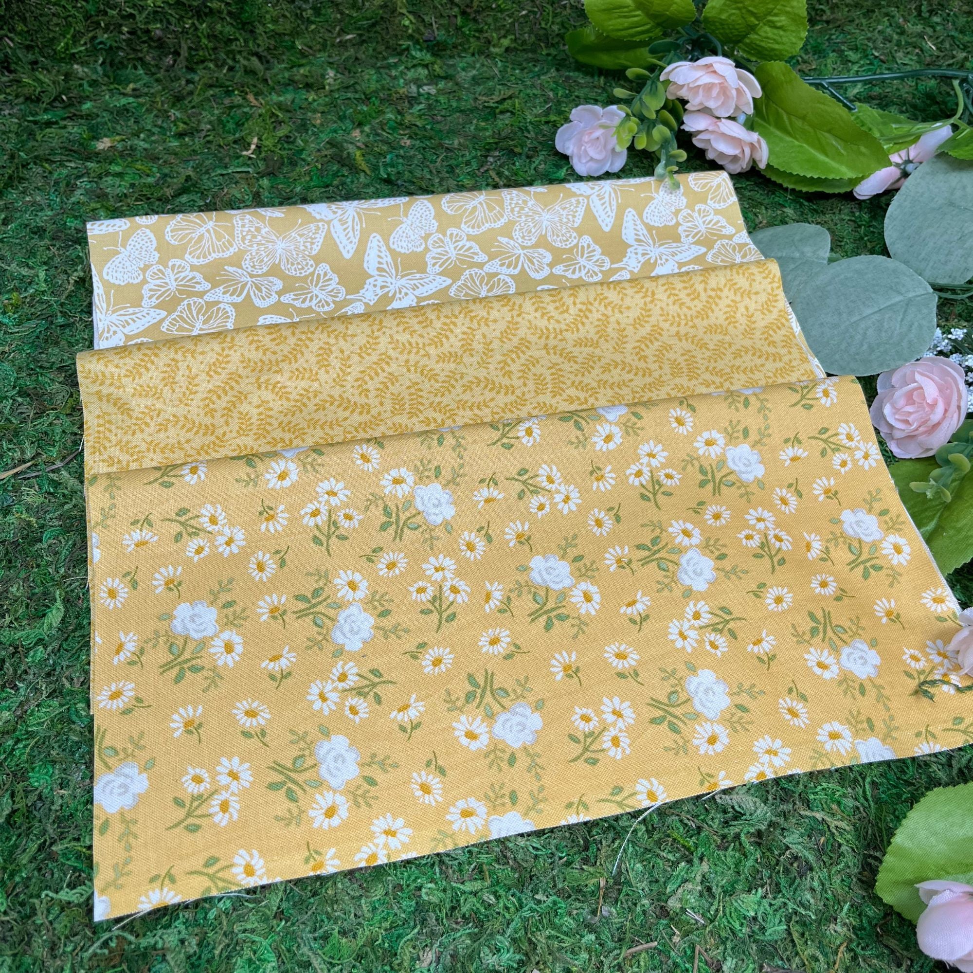 PRESALE My Secret Garden Custom Fat Quarter Bundle Yellow by Stacy Iest Hsu for Moda Fabrics | 3 FQs | Curated Bundle