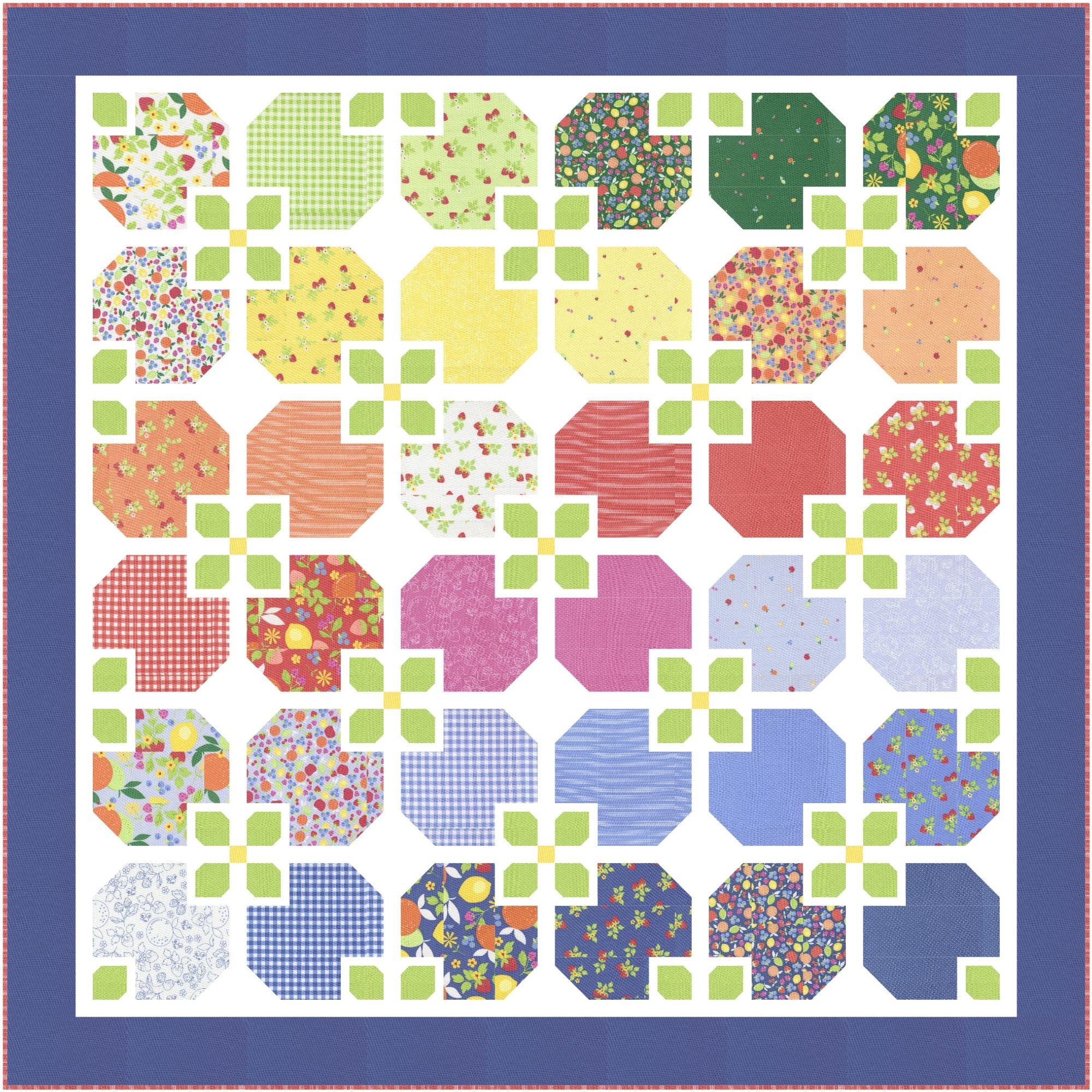 Flower Tiled Custom Quilt Kit With Fruit Salad by Corey Yoder of Coriander Quilts | Quilt Size 63” x 63