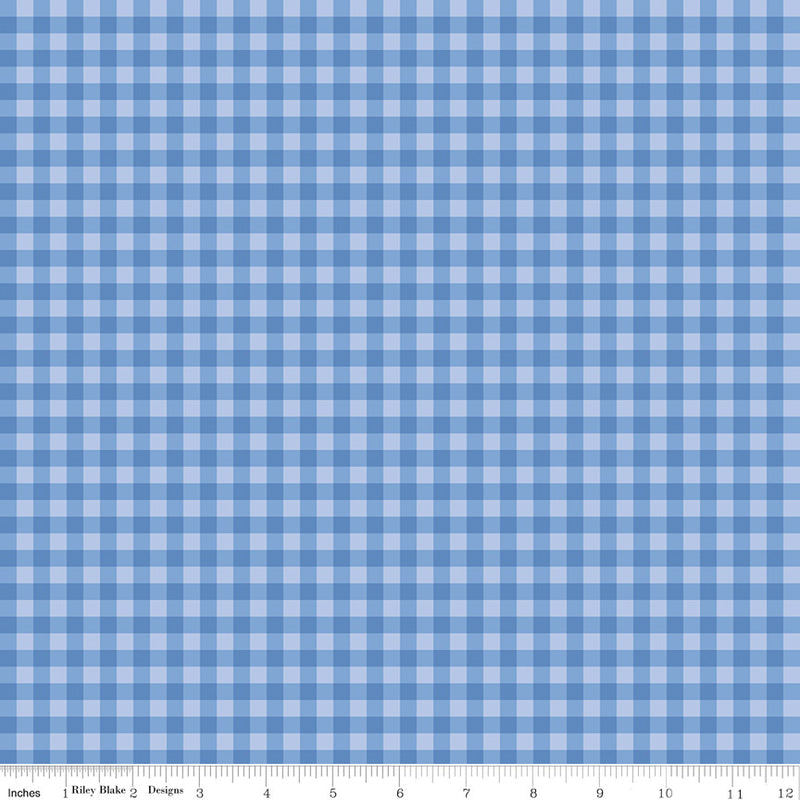 PRESALE Penelope Gingham Blue Yardage by My Mind's Eye for Riley Blake Designs | C16644-BLUE