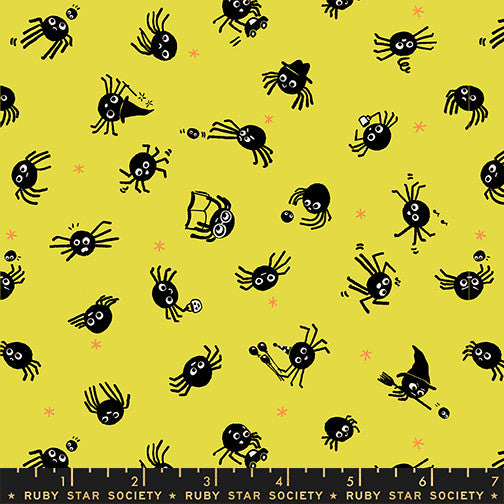 PRESALE Freaky Familiars Spider Sense Citron Yardage by Ruby Star Society | RS5191 12