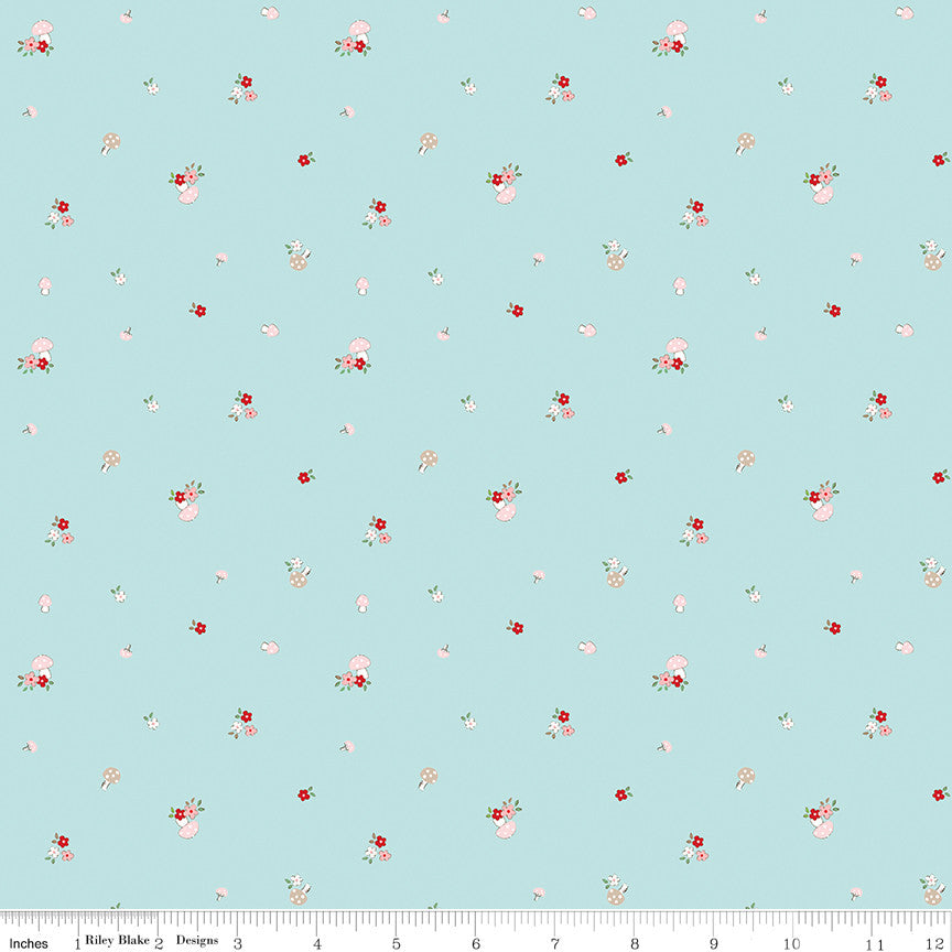 Whimsical Woodland Mushrooms Aqua Yardage by Tasha Noel for Riley Blake Designs | C17644-AQUA