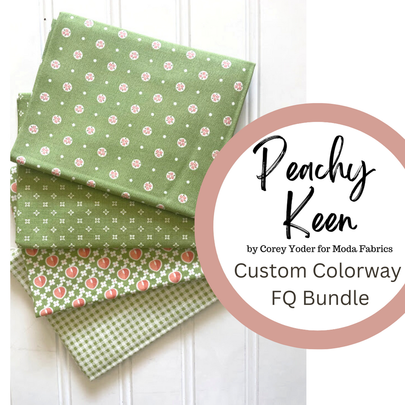 Peachy Keen Green Colorway Fat Quarter Bundle by Corey Yoder for Moda Fabrics | Custom Bundle | 4 FQs