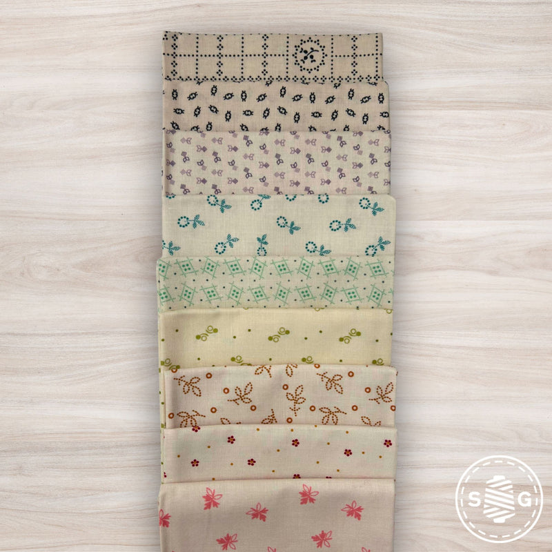 Gentler Times Custom Fat Quarter Bundle Low Volume Backgrounds by Lori Holt of Bee in My Bonnet  | 9 Fat Quarters