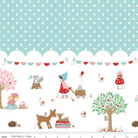 Whimsical Woodland Border Print Aqua Yardage by Tasha Noel for Riley Blake Designs | SKU