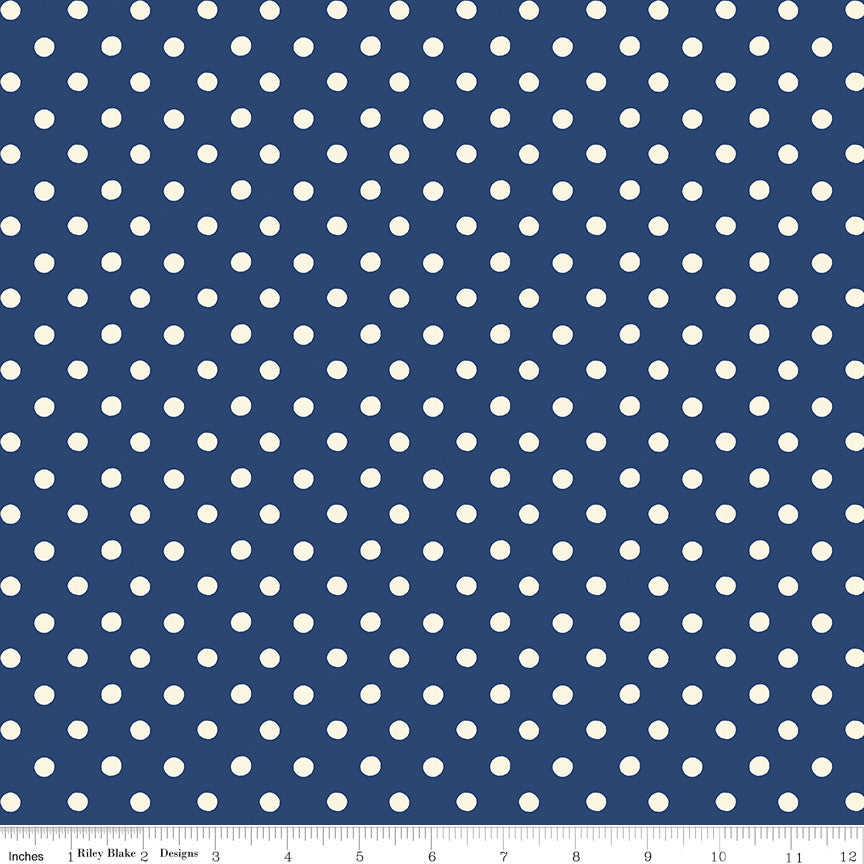 PRESALE Cath Kidston Signature Collection Button Sport Navy Yardage for Riley Blake Designs | C18374-NAVY