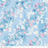 PRESALE Wishes Cindy's Flowers Frost Sparkle Yardage by Jill Howarth for Riley Blake Designs | SC18074-FROST