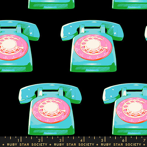 PRESALE Sparkle Mart Telephones Black Yardage by Melody Miller for Ruby Star Society | RS0121 18