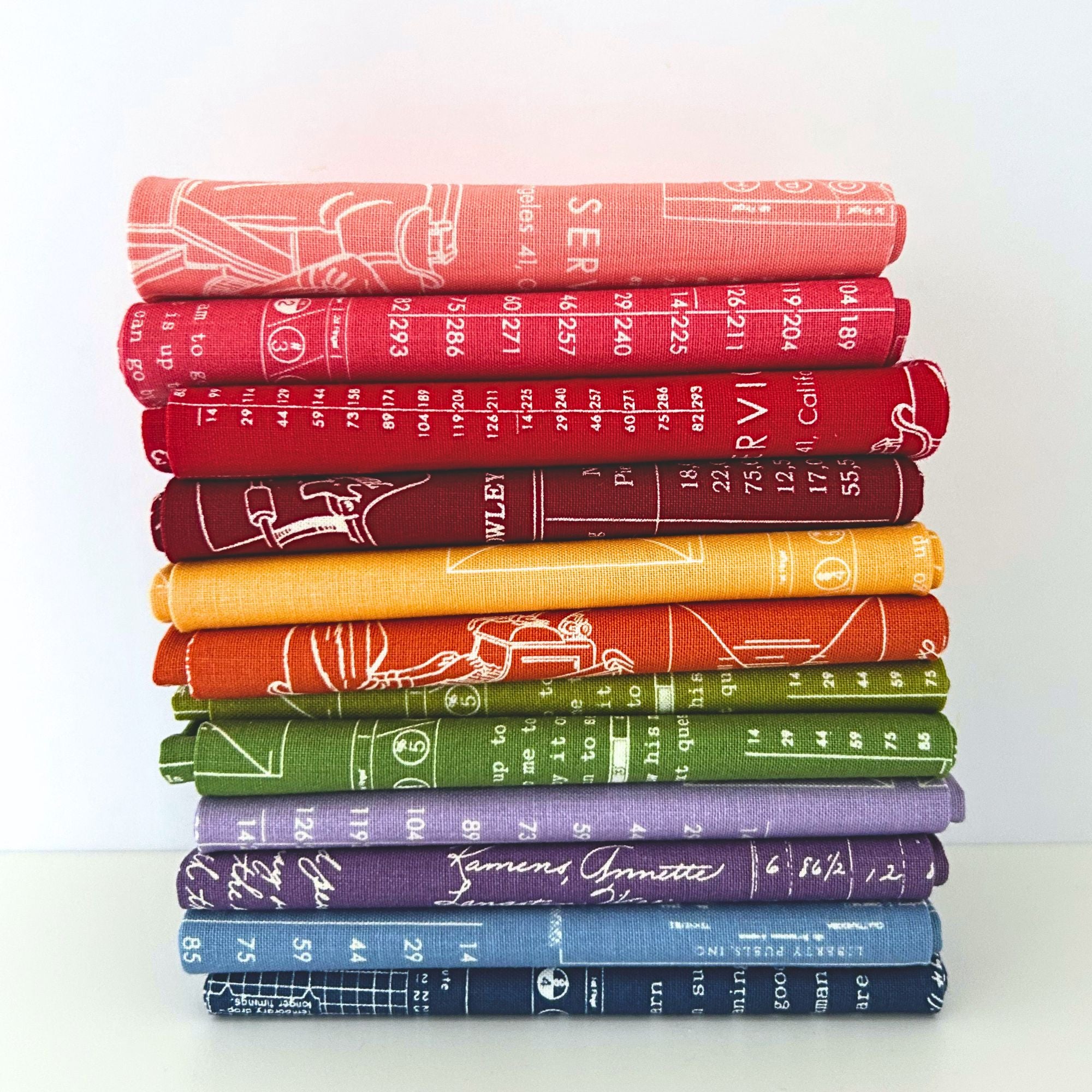 Rainbow Fabric Bundle | TYPE/ography by Lori Holt of Bee in my Bonnet | 12 Pieces |  Curated Fat Quarter or Half Yard Bundle